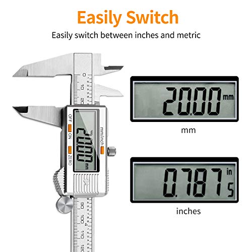 Distianert Calibre Digital 150mm, Pie de Rey Acero Inoxidable Calibrador Digital Electrónico, Gran Pantalla LCD Precisión Viene con un par de guantes y una regla de meta, 0.01mm/Inch Medición Distianert Calibre Digital 150mm, Pie de Rey Acero Inoxidable Calibrador Digital Electrónico, Gran Pantalla LCD Precisión Viene con un par de guantes y una regla de meta, 0.01mm/Inch Medición