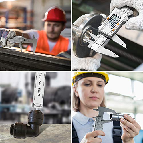 Distianert Calibre Digital 150mm, Pie de Rey Acero Inoxidable Calibrador Digital Electrónico, Gran Pantalla LCD Precisión Viene con un par de guantes y una regla de meta, 0.01mm/Inch Medición Distianert Calibre Digital 150mm, Pie de Rey Acero Inoxidable Calibrador Digital Electrónico, Gran Pantalla LCD Precisión Viene con un par de guantes y una regla de meta, 0.01mm/Inch Medición
