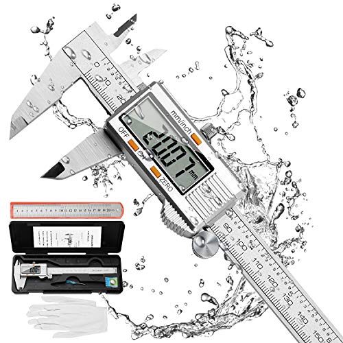 Distianert Calibre Digital 150mm, Pie de Rey Acero Inoxidable Calibrador Digital Electrónico, Gran Pantalla LCD Precisión Viene con un par de guantes y una regla de meta, 0.01mm/Inch Medición Distianert Calibre Digital 150mm, Pie de Rey Acero Inoxidable Calibrador Digital Electrónico, Gran Pantalla LCD Precisión Viene con un par de guantes y una regla de meta, 0.01mm/Inch Medición