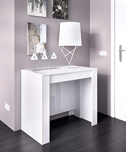 Distrigal Mobelcenter - Mesa de Comedor Consola xtensible Sistema Fuelle - 5 Posiciones - (Blanco) 0589