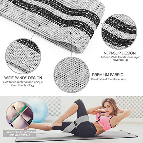 DISUPPO Bandas de Resistencia para Piernas y Trasero, Bandas de Entrenamiento de Cadera, Bandas Anchas de Ejercicio, Bandas Elásticas Antideslizantes para Yoga, Pilates