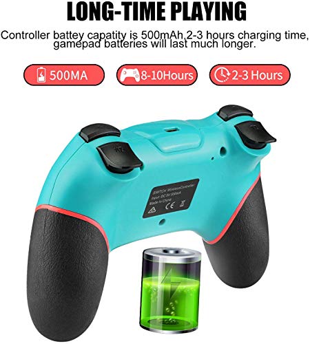 Diswoe Mando para Nintendo Switch, Wireless Bluetooth Pro Controller Controlador Inalámbrico con Función Gyro Axis/Dual Shock y Turbo Mando Inalámbrico Compatible con Nintendo Switch/Lite