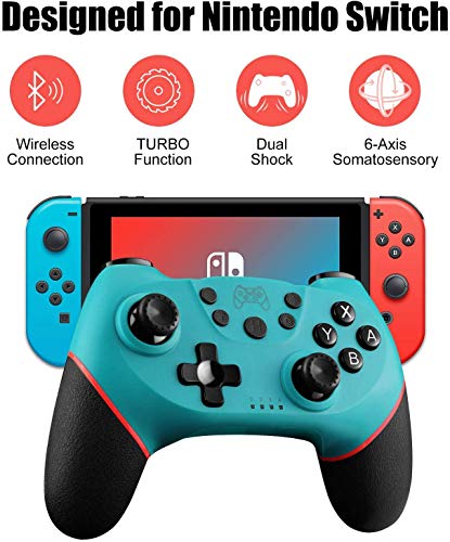 Diswoe Mando para Nintendo Switch, Wireless Bluetooth Pro Controller Controlador Inalámbrico con Función Gyro Axis/Dual Shock y Turbo Mando Inalámbrico Compatible con Nintendo Switch/Lite