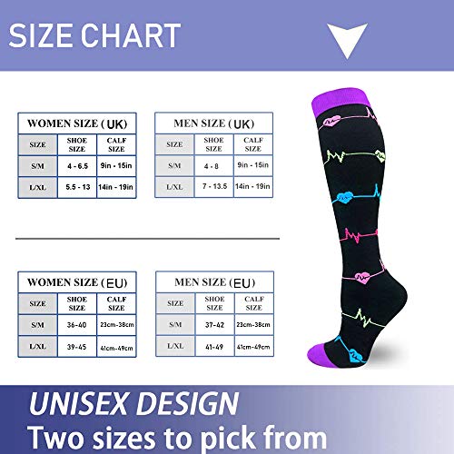 Diu Life 3/8 Pares Calcetines de Compresión Medias de Compresion Mujer y Hombre para Running,Atlético, Ciclismo,Médico, Enfermera,Volar, Viajar. B-09-multicolor-8 Pares, S-M Diu Life 3/8 Pares Calcetines de Compresión Medias de Compresion Mujer y Hombre para Running,Atlético, Ciclismo,Médico, Enfermera,Volar, Viajar. B-09-multicolor-8 Pares, S-M