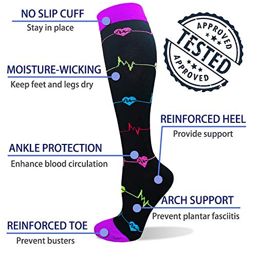 Diu Life 3/8 Pares Calcetines de Compresión Medias de Compresion Mujer y Hombre para Running,Atlético, Ciclismo,Médico, Enfermera,Volar, Viajar. B-09-multicolor-8 Pares, S-M Diu Life 3/8 Pares Calcetines de Compresión Medias de Compresion Mujer y Hombre para Running,Atlético, Ciclismo,Médico, Enfermera,Volar, Viajar. B-09-multicolor-8 Pares, S-M
