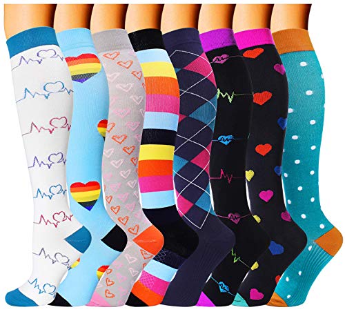 Diu Life 3/8 Pares Calcetines de Compresión Medias de Compresion Mujer y Hombre para Running,Atlético, Ciclismo,Médico, Enfermera,Volar, Viajar. B-09-multicolor-8 Pares, S-M Diu Life 3/8 Pares Calcetines de Compresión Medias de Compresion Mujer y Hombre para Running,Atlético, Ciclismo,Médico, Enfermera,Volar, Viajar. B-09-multicolor-8 Pares, S-M