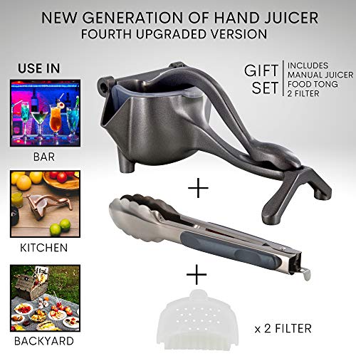 DIVVIN Extractor manual de juice con chanclas y muñequeras para frutas, Handheld y portátil para frescos y cócteles: Negro