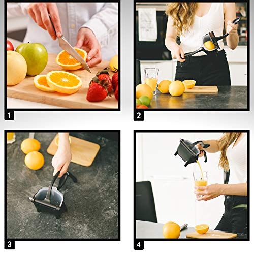 DIVVIN Extractor manual de juice con chanclas y muñequeras para frutas, Handheld y portátil para frescos y cócteles: Negro