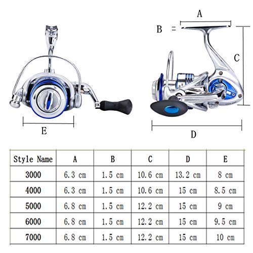 Diwa Carretes de Pesca Spinning para Agua Salada Agua Dulce 3000 4000 5000 6000 7000 Carretes Ultra Lisos Ultraligeros Equipo Potente Cuerpo de Metal Carretes de Pesca en Hielo (4000)