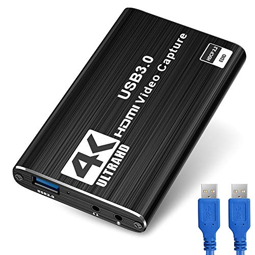 DIWUER Capturadora de Video Audio HDMI, 4K HDMI a USB3.0 Convertidor 1080P 60FPS, Edite Video Audio/Juego/Transmisión Capture para PS4 PS5, Nintendo Switch, Wii, Xbox One