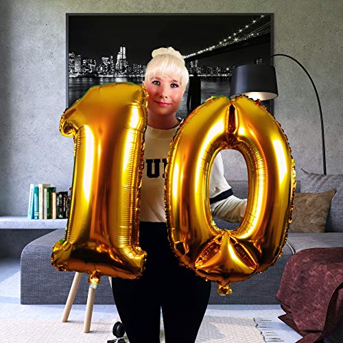 DIWULI, Globos de número XL, número 10, Globos de Oro, Globos de número de Oro, Globos de Papel de Aluminio número no años, Globos de Papel de Aluminio 10 cumpleaños, Boda, Fiesta, decoración DIWULI, Globos de número XL, número 10, Globos de Oro, Globos de número de Oro, Globos de Papel de Aluminio número no años, Globos de Papel de Aluminio 10 cumpleaños, Boda, Fiesta, decoración