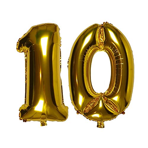 DIWULI, Globos de número XL, número 10, Globos de Oro, Globos de número de Oro, Globos de Papel de Aluminio número no años, Globos de Papel de Aluminio 10 cumpleaños, Boda, Fiesta, decoración DIWULI, Globos de número XL, número 10, Globos de Oro, Globos de número de Oro, Globos de Papel de Aluminio número no años, Globos de Papel de Aluminio 10 cumpleaños, Boda, Fiesta, decoración