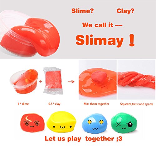 DIY Slime Kit - 24 Colores Kit de Slime Esponjoso con 48 brillantinas, Suministros de Slime Claro para niños, Incluye Arcilla Seca al Aire, rebanadas de Frutas y Herramientas