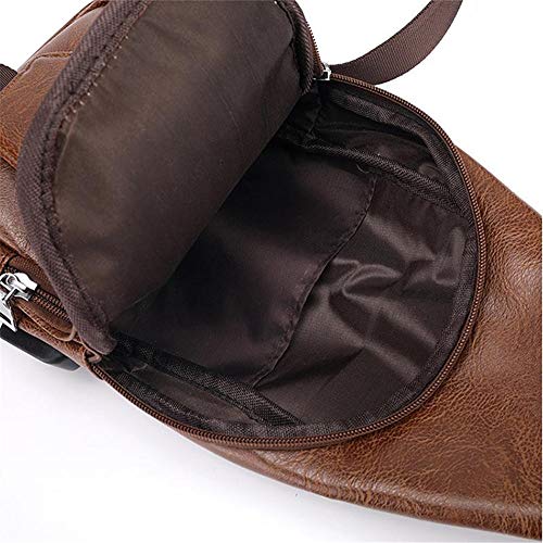 DIYARTS Bolso Cuero Sling Vintage PU Impermeable Pecho Bolsa Hombres Casual Multipropósito Paquete Crossbody Con Puerto Carga USB Para Ciclismo Senderismo Negocios Aire Libre (Dark brown) DIYARTS Bolso Cuero Sling Vintage PU Impermeable Pecho Bolsa Hombres Casual Multipropósito Paquete Crossbody Con Puerto Carga USB Para Ciclismo Senderismo Negocios Aire Libre (Dark brown)