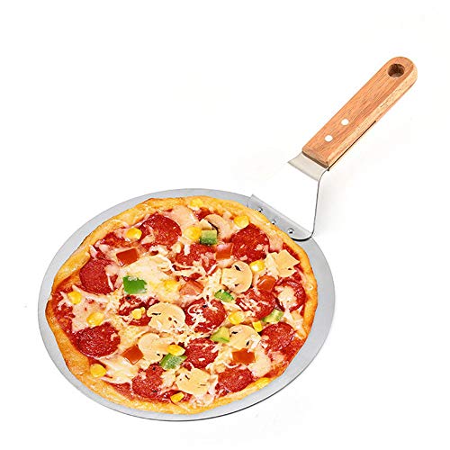 DIYARTS Pala Pizza - Cortador de Pizza de Redondo de Acero Inoxidable Pala con Mango de Madera Herramientas de Horneado para Hornear Pizza Casera y Pasteles