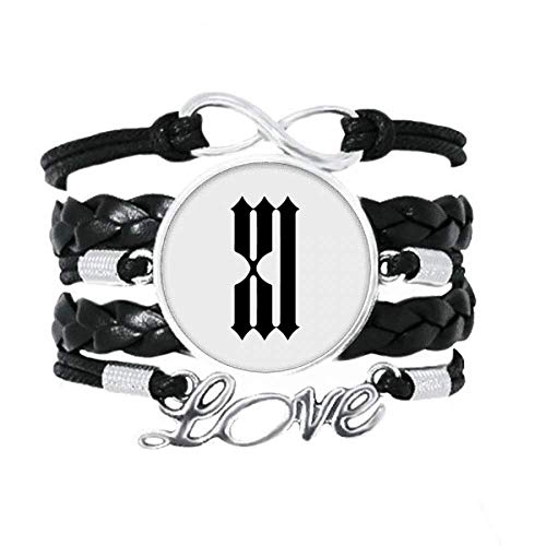 DIYthinker - Pulsera con números romanos en color negro con silueta de cuerda trenzada de piel trenzada para regalo