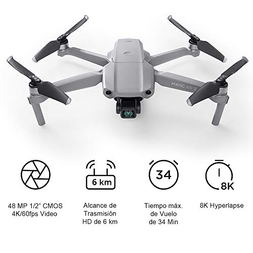 DJI Mavic Air Combo 2 Pack Drone Quadcopter UAV con Cámara de 48MP 4K Video 1/2 Pulgadas CMOS Sensor de Cardán de 3 Ejes, Sin Tarjeta, Sin Care Refresh, Tiempo de Vuelo 34 min, ActiveTrack 3.0, Gris