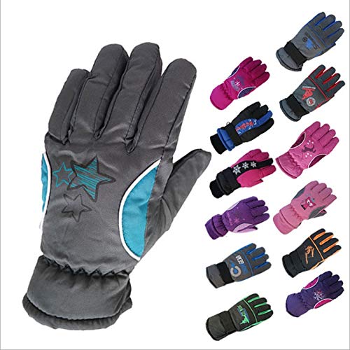 DJLHN3-10Y Guantes cálidos de Invierno para niños Niños Niños Niñas Ciclismo de esquí Escalada Guantes al Aire Libre Impermeables - Negro 2,10-12 meses10-12 Months