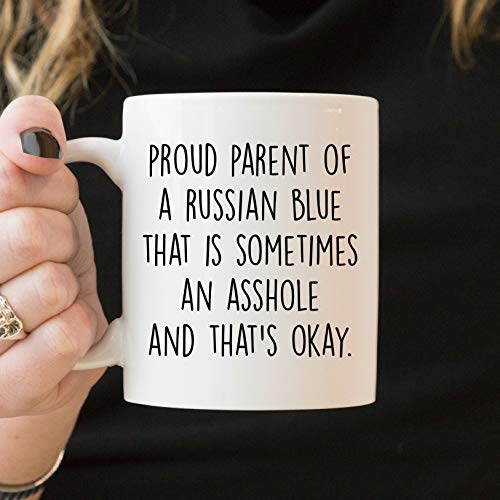 DKISEE Taza de café y té con diseño de gato azul ruso, ideal para regalar a un gato azul ruso DKISEE Taza de café y té con diseño de gato azul ruso, ideal para regalar a un gato azul ruso