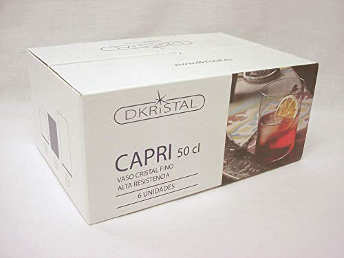 Dkristal Capri Vaso para Combinados, 0.5 L, Cristal, 8x8x9.5 cm, 6 Unidades