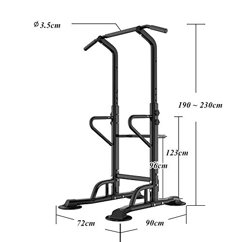 DlandHome Power Tower Estación de Fondos Barra de Tracción o Estación de Musculación Ajustable, Silla Romana para Dips con Barra para dominadas