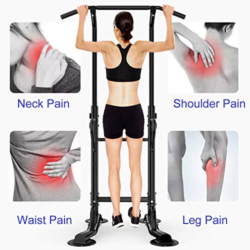 DlandHome Power Tower Estación de Fondos Barra de Tracción o Estación de Musculación Ajustable, Silla Romana para Dips con Barra para dominadas DlandHome Power Tower Estación de Fondos Barra de Tracción o Estación de Musculación Ajustable, Silla Romana para Dips con Barra para dominadas
