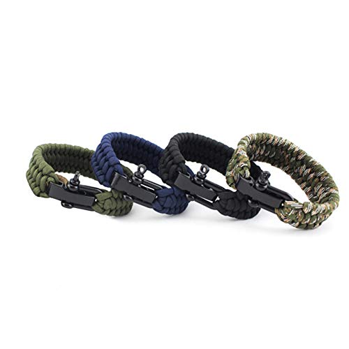 dljztrade Pulsera de cuerda de paracaídas de moda para camping, senderismo, supervivencia (1 unidad), negro