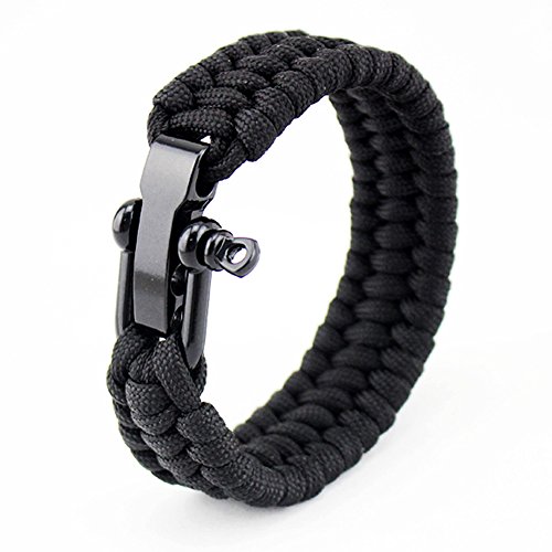 dljztrade Pulsera de cuerda de paracaĆdas de moda para camping, senderismo, supervivencia (1 unidad), negro dljztrade Pulsera de cuerda de paracaĆdas de moda para camping, senderismo, supervivencia (1 unidad), negro