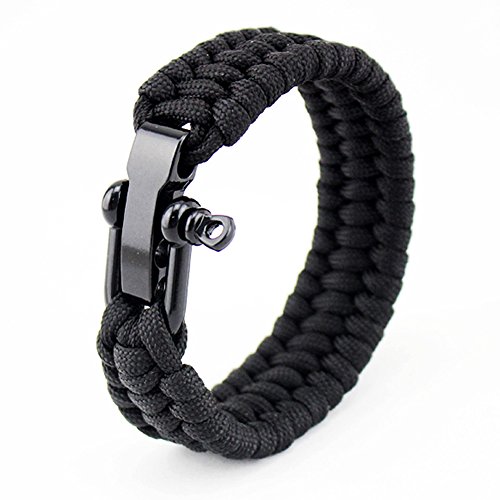 dljztrade Pulsera de cuerda de paracaídas de moda para camping, senderismo, supervivencia (1 unidad), negro