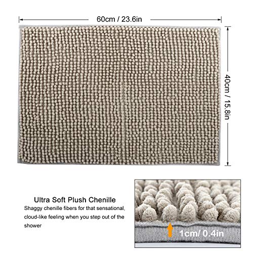 DLOPK Alfombra De Baño Tacto Suave Antideslizante Alfombrilla Microfibra Suave Antideslizante Alfombra de Ducha (Gris-Plata 40x60cm 2 Pack)