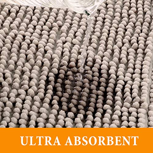 DLOPK Alfombra De Baño Tacto Suave Antideslizante Alfombrilla Microfibra Suave Antideslizante Alfombra de Ducha (Gris-Plata 40x60cm 2 Pack)