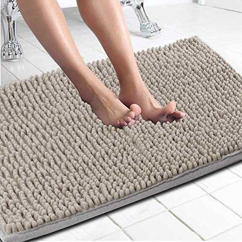 DLOPK Alfombra De Baño Tacto Suave Antideslizante Alfombrilla Microfibra Suave Antideslizante Alfombra de Ducha (Gris-Plata 40x60cm 2 Pack)