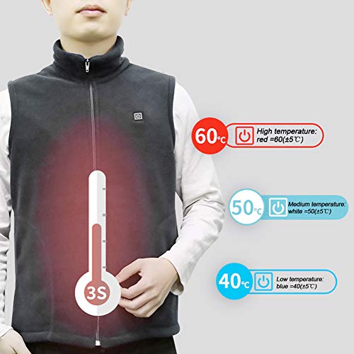 DOACT Chaleco de Calentamiento de Engrosamiento de Ajuste de 3 Engranajes Chaleco de Calentamiento de Cuerpo eléctrico de Invierno de 3 Engranajes para Hombres y Mujeres(2XL)