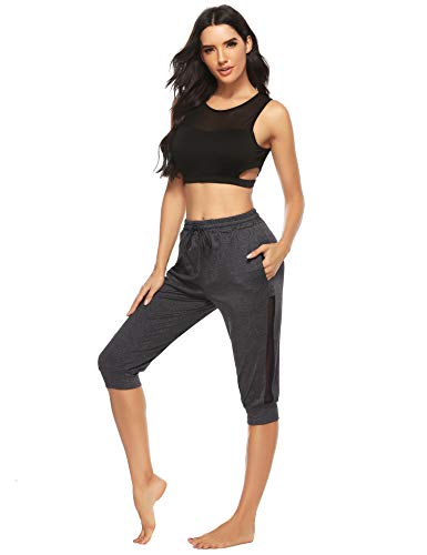 Doaraha 3/4 Pantalones Deporte Pirata para Mujer Pantalón Casual Capri Deportivos con Cordón para Running,Yoga,Fitness,Danza Doaraha 3/4 Pantalones Deporte Pirata para Mujer Pantalón Casual Capri Deportivos con Cordón para Running,Yoga,Fitness,Danza