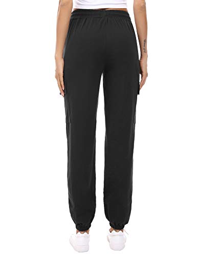 Doaraha Pantalones Deportivos Mujer Algodón Pantalón de Chándal Largo Elásticos Transpirables con Bolsillos Laterales para Deporte Gimnasio Fitness Correr (Negro, XL) Doaraha Pantalones Deportivos Mujer Algodón Pantalón de Chándal Largo Elásticos Transpirables con Bolsillos Laterales para Deporte Gimnasio Fitness Correr (Negro, XL)