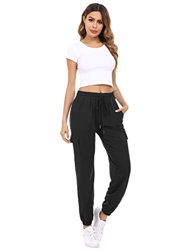 Doaraha Pantalones Deportivos Mujer Algodón Pantalón de Chándal Largo Elásticos Transpirables con Bolsillos Laterales para Deporte Gimnasio Fitness Correr (Negro, XL) Doaraha Pantalones Deportivos Mujer Algodón Pantalón de Chándal Largo Elásticos Transpirables con Bolsillos Laterales para Deporte Gimnasio Fitness Correr (Negro, XL)