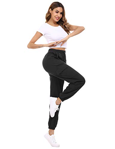 Doaraha Pantalones Deportivos Mujer Algodón Pantalón de Chándal Largo Elásticos Transpirables con Bolsillos Laterales para Deporte Gimnasio Fitness Correr (Negro, L) Doaraha Pantalones Deportivos Mujer Algodón Pantalón de Chándal Largo Elásticos Transpirables con Bolsillos Laterales para Deporte Gimnasio Fitness Correr (Negro, L)