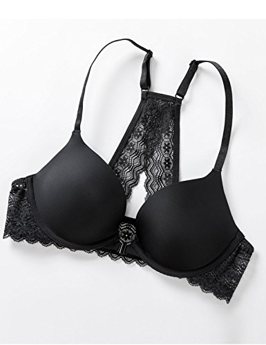 DOBREVA Sujetador Invisible Push Up con Aros con Relleno para Mujer Negro 85E DOBREVA Sujetador Invisible Push Up con Aros con Relleno para Mujer Negro 85E