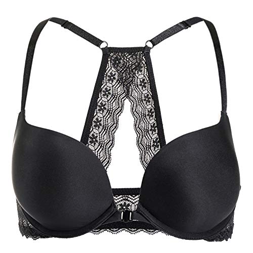 DOBREVA Sujetador Invisible Push Up con Aros con Relleno para Mujer Negro 85E DOBREVA Sujetador Invisible Push Up con Aros con Relleno para Mujer Negro 85E