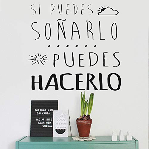 Docliick® Frase Vinilo "Si puedes soñarlo puedes hacerlo" Vinilos decorativos . vinilo frases motivadoras para pared. Vinilo para decorar habitaciones. Vinilos decorativos frases DC-16088 (30x20cm)