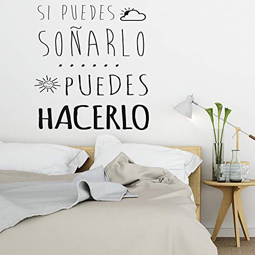 Docliick® Frase Vinilo "Si puedes soñarlo puedes hacerlo" Vinilos decorativos . vinilo frases motivadoras para pared. Vinilo para decorar habitaciones. Vinilos decorativos frases DC-16088 (30x20cm)