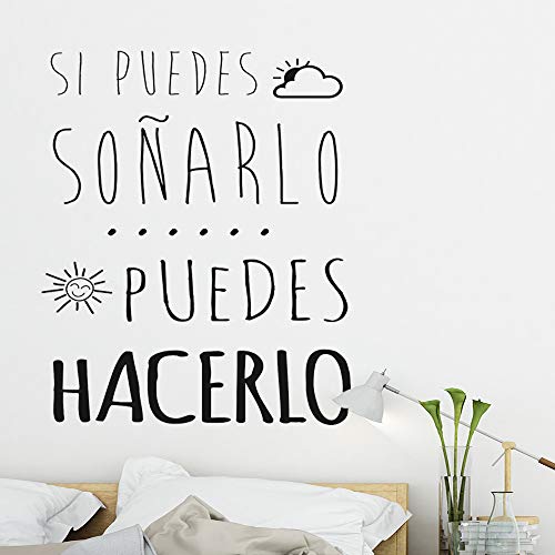 Docliick® Frase Vinilo "Si puedes soñarlo puedes hacerlo" Vinilos decorativos . vinilo frases motivadoras para pared. Vinilo para decorar habitaciones. Vinilos decorativos frases DC-16088 (30x20cm)