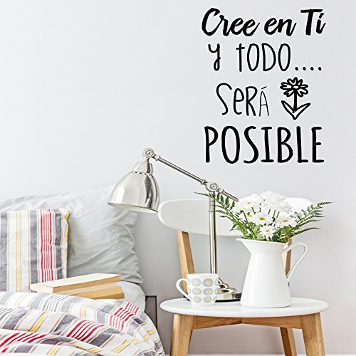 Docliick® Frase Vinilo"Cree en ti y todo será posible" Vinilos decorativos,vinilo frases motivadoras para pared. Vinilo para decorar habitaciones.Vinilos decorativos frases .DC-16089 (30x20cm)