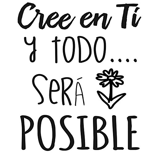 Docliick® Frase Vinilo"Cree en ti y todo será posible" Vinilos decorativos,vinilo frases motivadoras para pared. Vinilo para decorar habitaciones.Vinilos decorativos frases .DC-16089 (30x20cm)