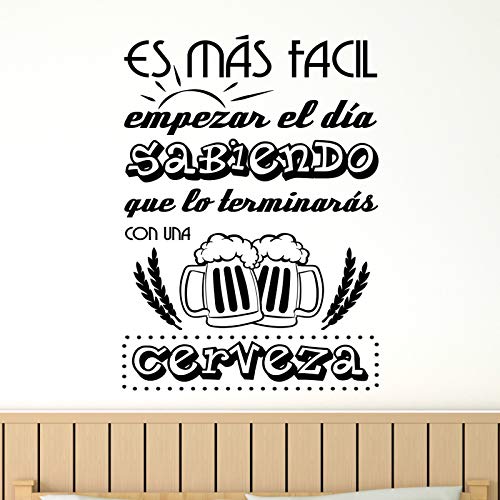 Docliick® Vinilos de pared decorativo con frase decorativa cocina y restaurante"ES MÁS FÁCIL EMPEZAR EL DÍA." Pegatinas decorativas pared. Decoración casa Docliick DC-19155