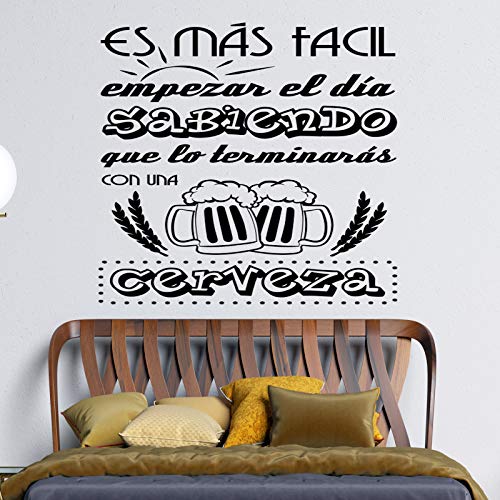 Docliick® Vinilos de pared decorativo con frase decorativa cocina y restaurante"ES MÁS FÁCIL EMPEZAR EL DÍA." Pegatinas decorativas pared. Decoración casa Docliick DC-19155