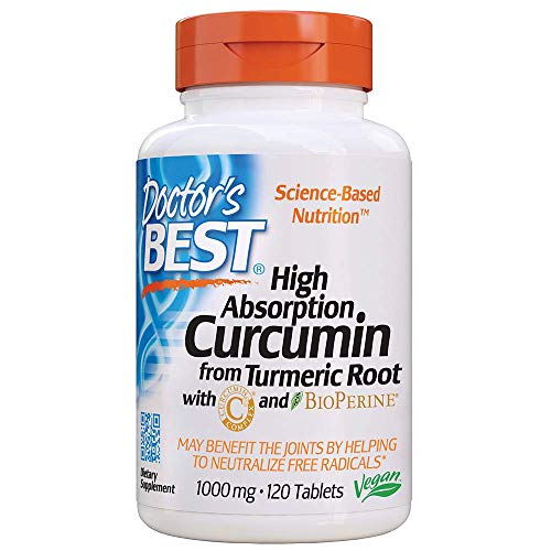 Doctor's Best, Complejo de Curcumina C3, con BioPerine, 1.000 mg, 120 Tabletas, sin soja, sin gluten