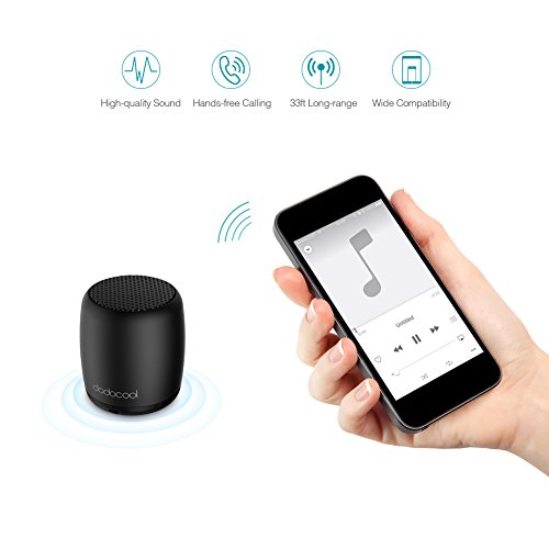 dodocool Mini Altavoz Bluetooth para PC Smartphone, Altavoz Portátil con Función de Mando a Distancia y Manos Libres, Bluetooth Speaker Compatible con iPhone, iPad, Samsung, Nexus, HTC y más, Negro