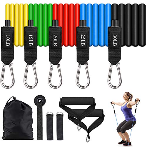 DoGeek Bandas Elasticas Fitness/Cintas Elásticas de Resistencia, Set de 11 Bandas Elástica para Entrenamiento de Resistencia, Gimnasio en Casa, Yoga, Pilates, Fisioterapia (11 PCS)