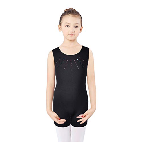 DoGeek Maillot Gimnasia Ritmica Niña Leotardos Gimnasia 3-10 años para Niña (sin Mangas/Manga Larga) (M(5-6 años), Negro-1)